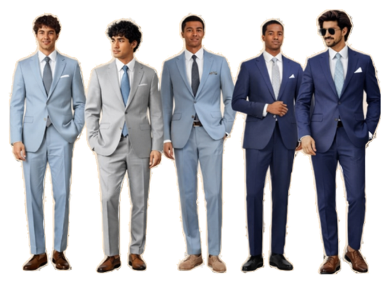 Vestidos largos en tonos verdes, azules y lilas